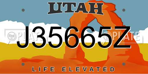 J35665Z Utah License Plate