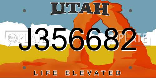 J356682 Utah License Plate