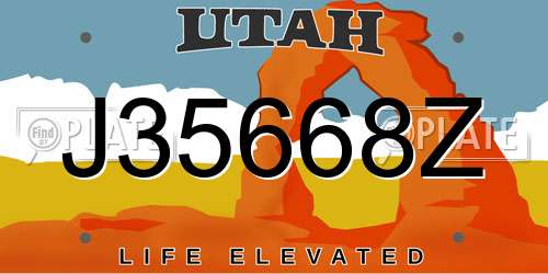 J35668Z Utah License Plate