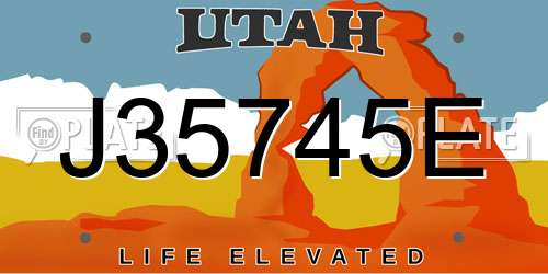 J35745E Utah License Plate