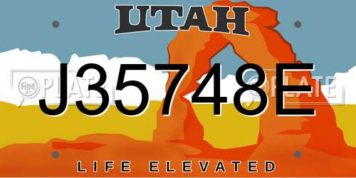 J35748E Utah License Plate