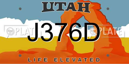 J376D Utah License Plate