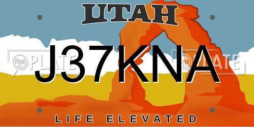 J37KNA Utah License Plate