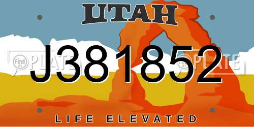 J381852 Utah License Plate