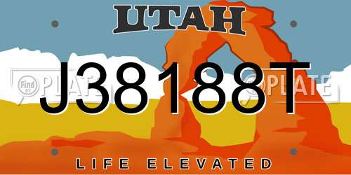 J38188T Utah License Plate