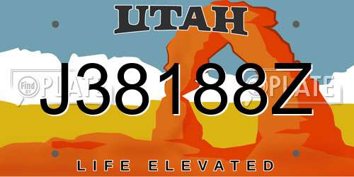 J38188Z Utah License Plate