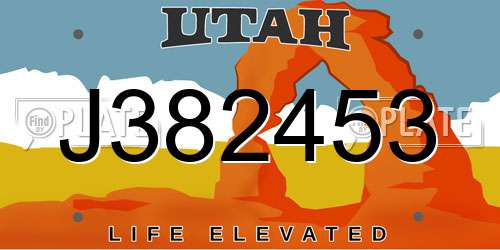 J382453 Utah License Plate