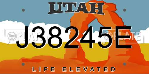 J38245E Utah License Plate