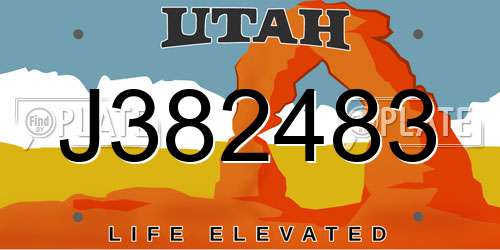 J382483 Utah License Plate