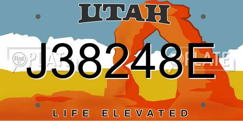 J38248E Utah License Plate