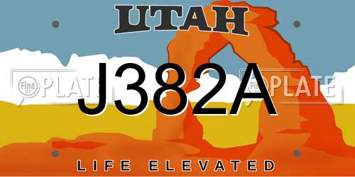 J382A Utah License Plate