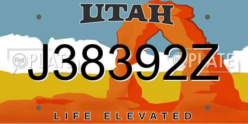 J38392Z Utah License Plate