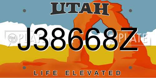 J38668Z Utah License Plate