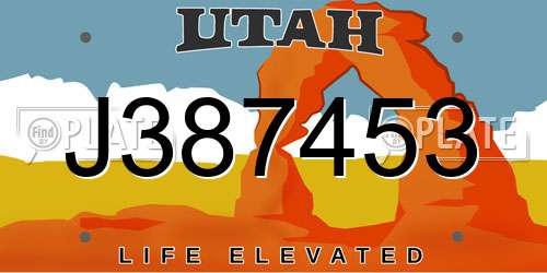 J387453 Utah License Plate