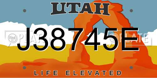 J38745E Utah License Plate