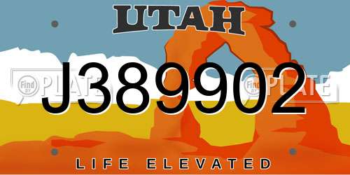 J389902 Utah License Plate