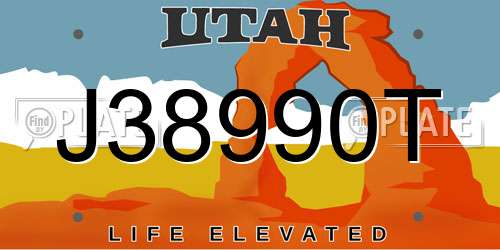 J38990T Utah License Plate