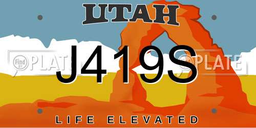 J419S Utah License Plate