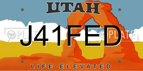 J41FED Utah License Plate