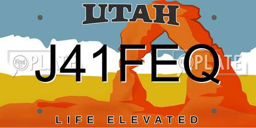 J41FEQ Utah License Plate