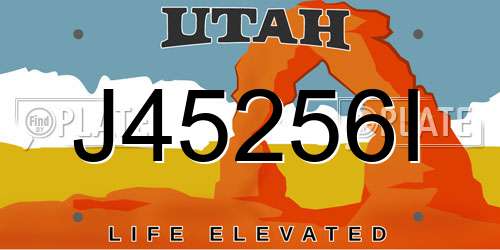J45256I Utah License Plate