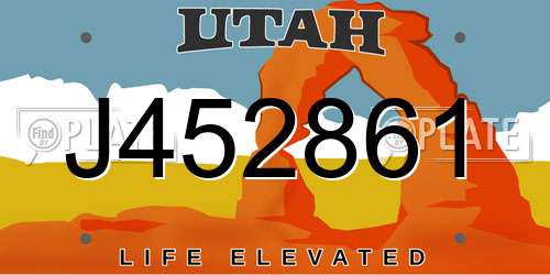 J452861 Utah License Plate