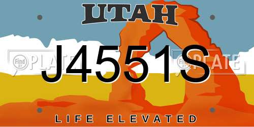 J4551S Utah License Plate