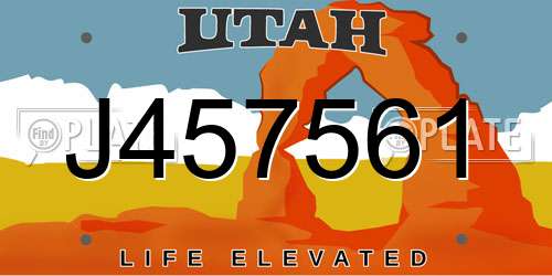 J457561 Utah License Plate