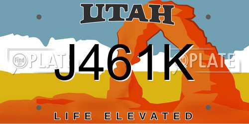 J461K Utah License Plate