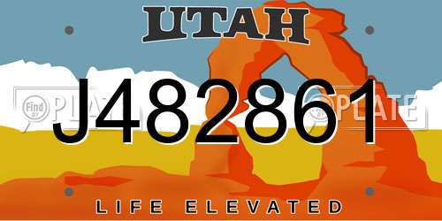 J482861 Utah License Plate