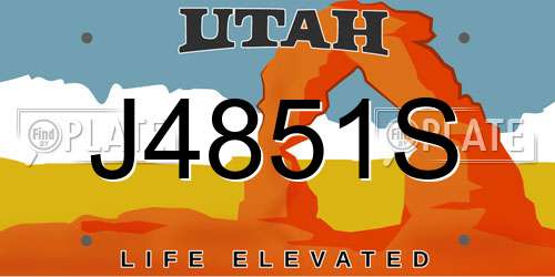J4851S Utah License Plate