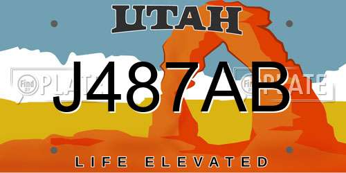 J487AB Utah License Plate