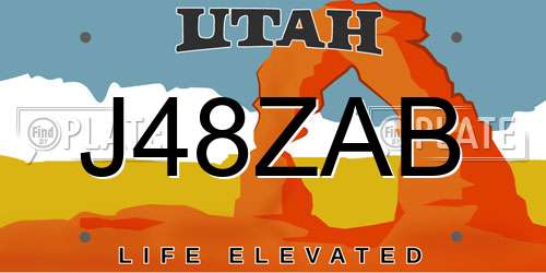 J48ZAB Utah License Plate