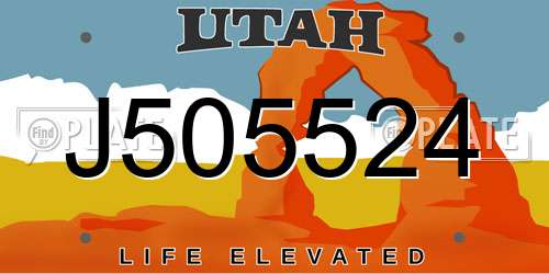 J505524 Utah License Plate