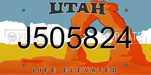 J505824 Utah License Plate