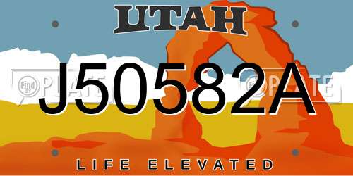 J50582A Utah License Plate