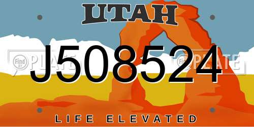 J508524 Utah License Plate