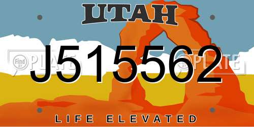 J515562 Utah License Plate