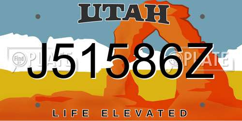 J51586Z Utah License Plate