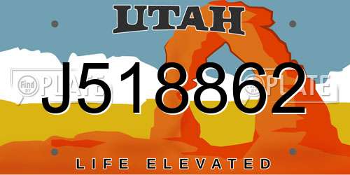 J518862 Utah License Plate