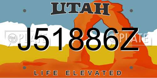 J51886Z Utah License Plate