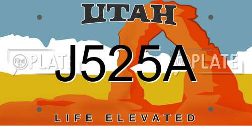 J525A Utah License Plate