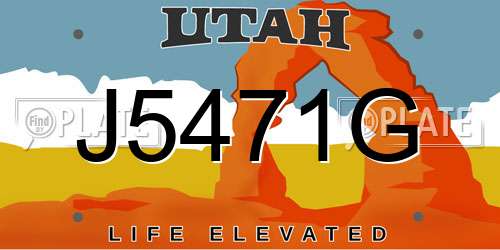 J5471G Utah License Plate
