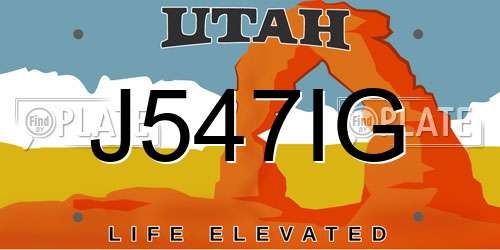 J547IG Utah License Plate