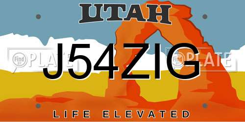 J54ZIG Utah License Plate