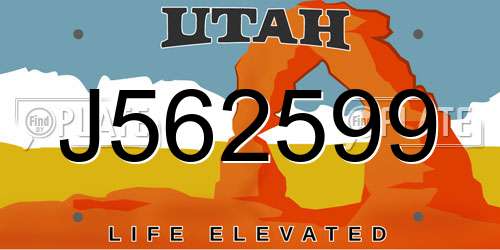 J562599 Utah License Plate
