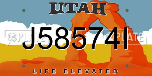J58574I Utah License Plate