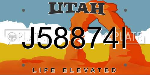 J58874I Utah License Plate