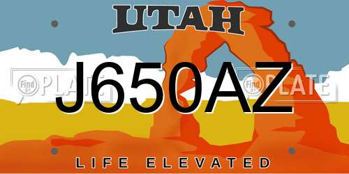 J650AZ Utah License Plate