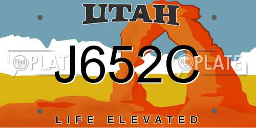 J652C Utah License Plate